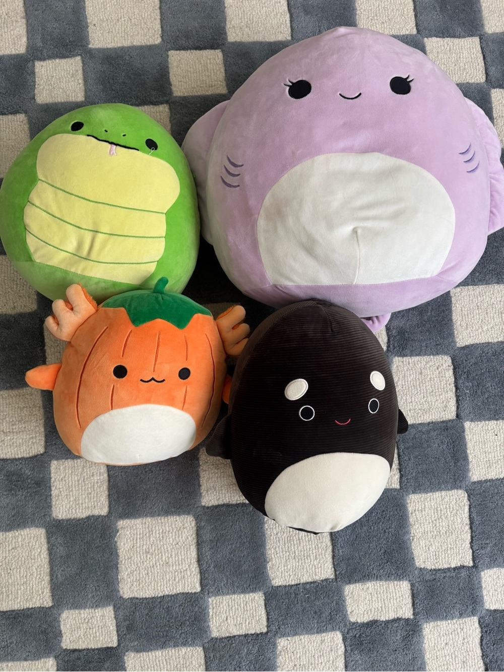 Squishmallows Purple, Green, Orange, Black Plush Bundle